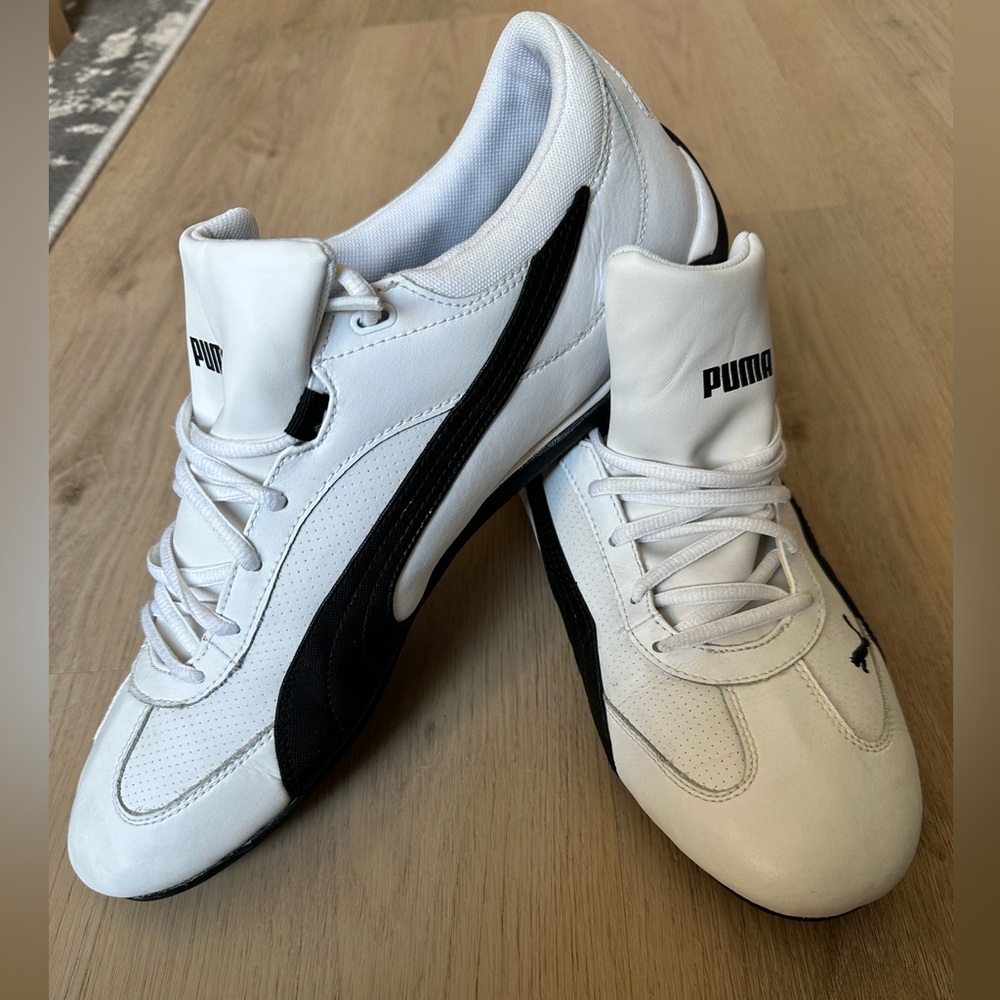 Puma Speedcat Leather Sneakers - White/Black - Excellent Condition Mens US (14)